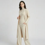 Conjunto de Malha com Cardigan Comprido para Conforto Elegante