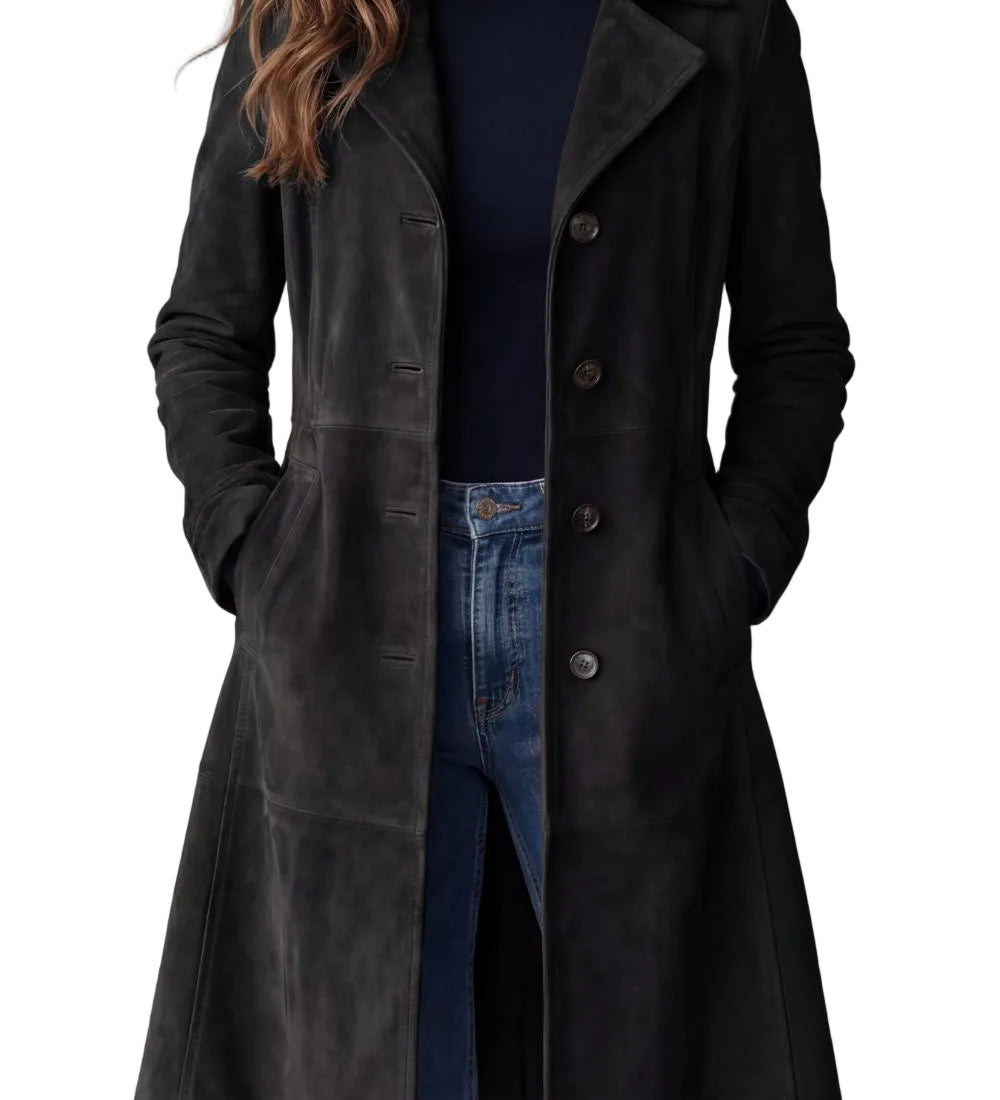 Delvienne – Vintage suede finish – Longline coat