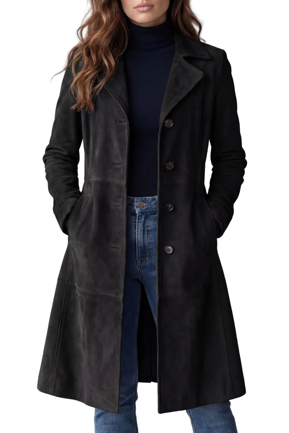 Delvienne – Vintage suede finish – Longline coat