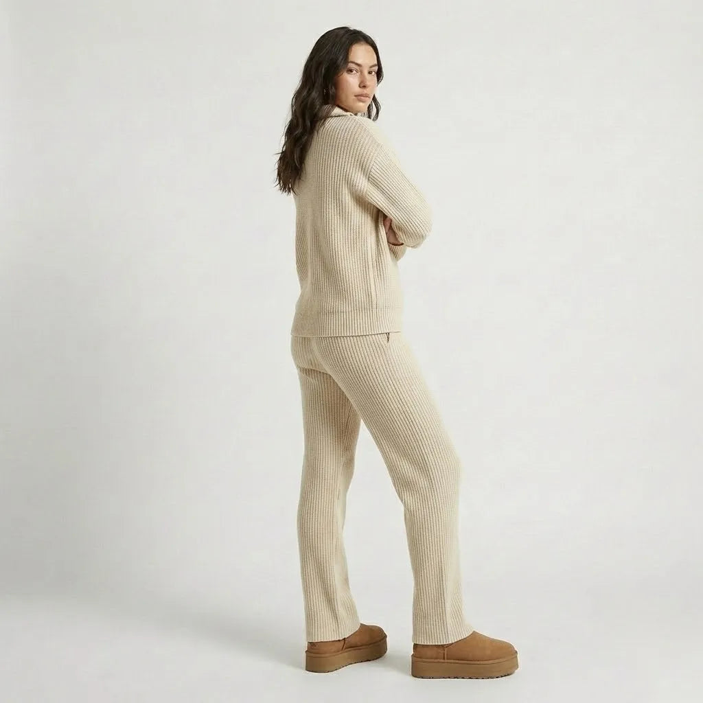 Macacão em malha canelada com fecho | Corte ajustado | Elegância casual moderna