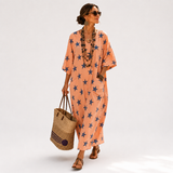 CORAL STAR PRINT CAFTAN
