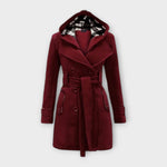 Evelyn | Elegant Coat with Hood and Belt