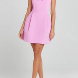 FEMININE MINI DRESS WITH FLORAL APPLIQUÉS