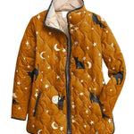Eira | Casual Black Cat Halloween Print Quilted Jacket — Final Edit
