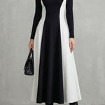 Mariveille – Sculpted contrast flow – Turtleneck dress