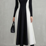Mariveille – Sculpted contrast flow – Turtleneck dress