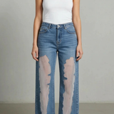 Lunetta – Vintage mesh patchwork – Wide-leg jeans
