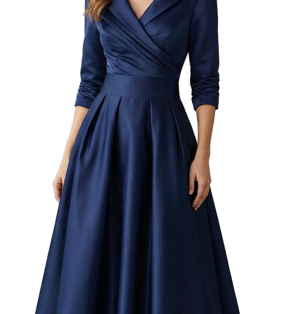 Élodianne – Draped collar elegance – Midi dress