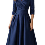 Élodianne – Draped collar elegance – Midi dress