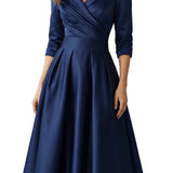 Élodianne – Draped collar elegance – Midi dress