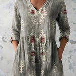 GREEN LONG BLOUSE WITH V-NECK 1