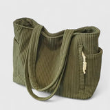 RIBBED TOTE BAG WITH DRAWSTRING DETAIL