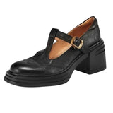 COMFORT LEATHER MARY JANE SHOES WITH T-STRAP