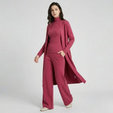 Conjunto de Malha com Cardigan Comprido para Conforto Elegante