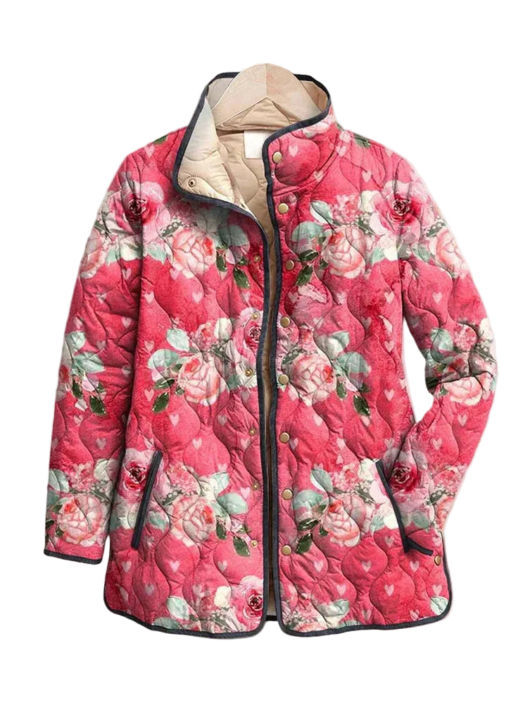 Freya | Charming Pink Floral Print Quilted Jacket — Final Edit