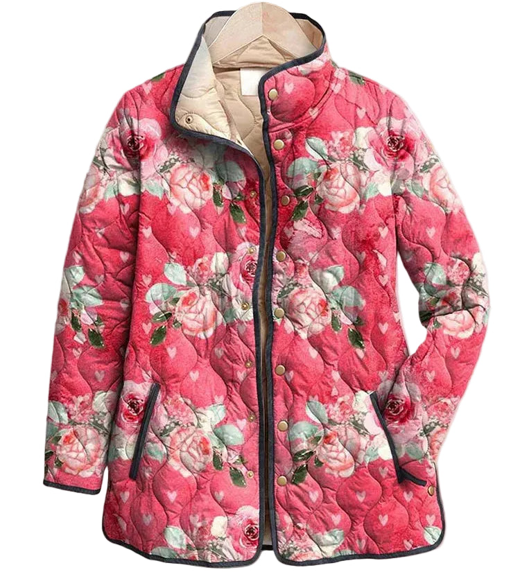Freya | Charming Pink Floral Print Quilted Jacket — Final Edit