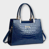 GLOSSY CROC-EMBOSSED HANDBAG