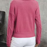 CABLE KNIT SWEATER WITH COLLAR