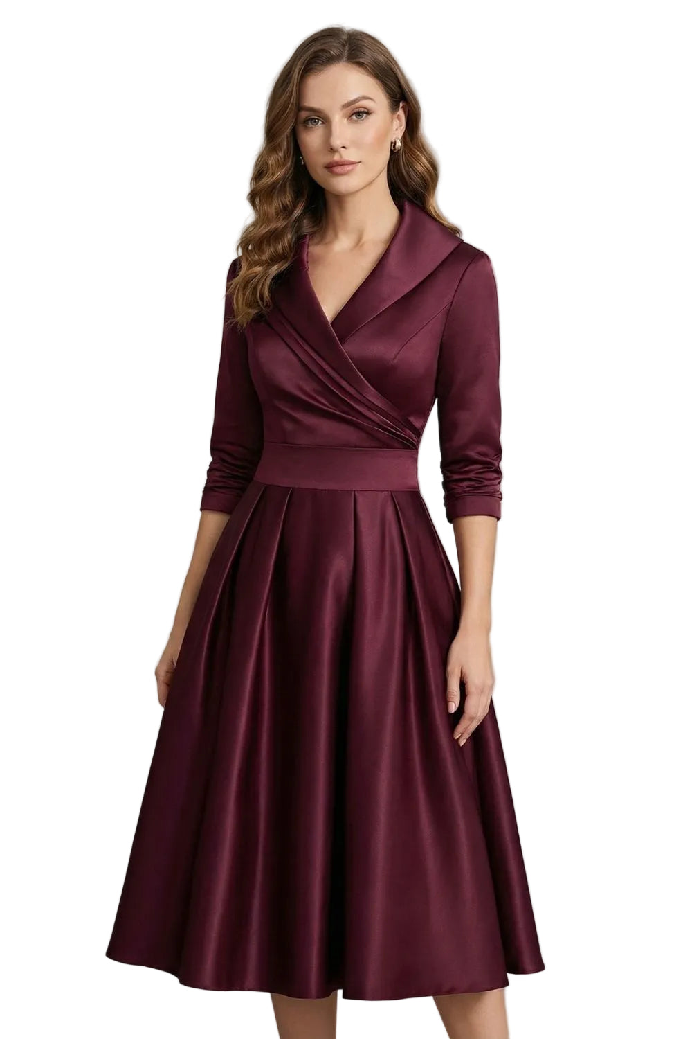 Élodianne – Draped collar elegance – Midi dress