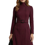 Nivara – Asymmetric belted waist – A-line midi dress