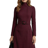 Nivara – Asymmetric belted waist – A-line midi dress