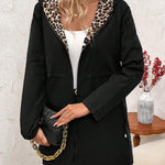 Reversible Hooded Coat with Leopard Print
