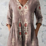 GREEN LONG BLOUSE WITH V-NECK 1