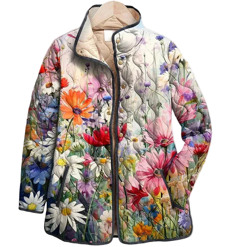 Kaia | Charming Vintage Floral Print Quilted Jacket — Final Edit