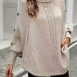 LOLANNA HIGH-NECK TWISTED FRONT SWEATER