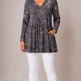 GREY LONG BLOUSE WITH V-NECK 2