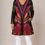 MULTICOLOUR LONG BLOUSE WITH V-NECK 8