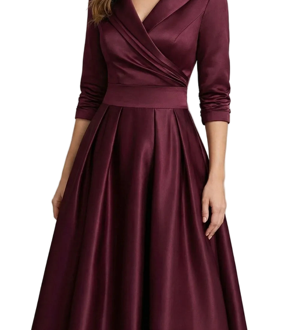 Élodianne – Draped collar elegance – Midi dress