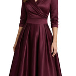 Élodianne – Draped collar elegance – Midi dress