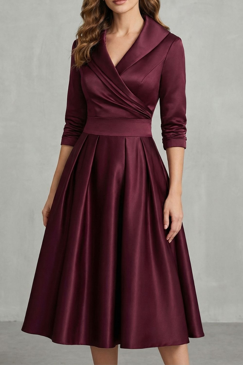 Élodianne – Draped collar elegance – Midi dress