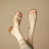 RETRO SQUARE TOE SANDALS