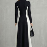 Mariveille – Sculpted contrast flow – Turtleneck dress