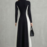 Mariveille – Sculpted contrast flow – Turtleneck dress