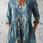 GREEN LONG BLOUSE WITH V-NECK 1