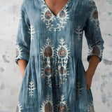 GREEN LONG BLOUSE WITH V-NECK 1