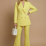 Tailleur donna strutturato – blazer incrociato, pantaloni svasati