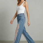 Lunetta – Vintage mesh patchwork – Wide-leg jeans