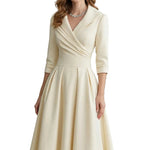 Élodianne – Draped collar elegance – Midi dress