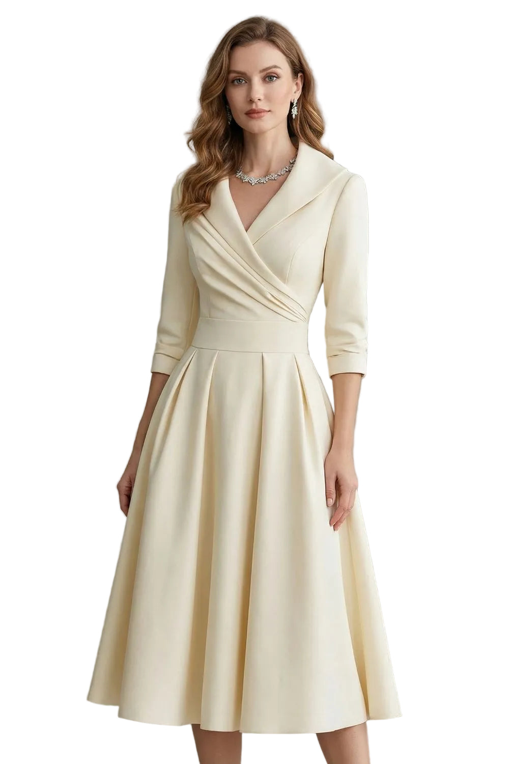 Élodianne – Draped collar elegance – Midi dress