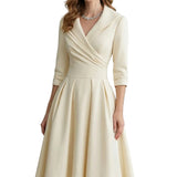 Élodianne – Draped collar elegance – Midi dress