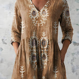 GREEN LONG BLOUSE WITH V-NECK 1