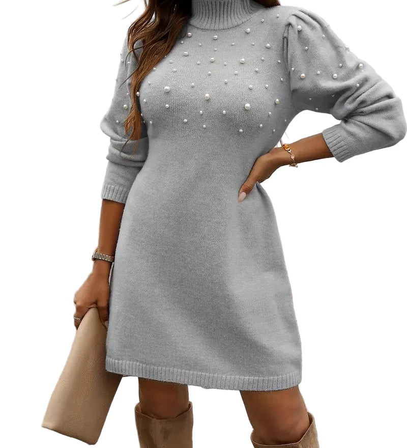 PEARL KNIT DRESS WITH ELEGANT EXPRESSION