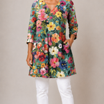 MULTICOLOUR LONG BLOUSE WITH V-NECK 11