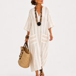WHITE STRIPED CAFTAN