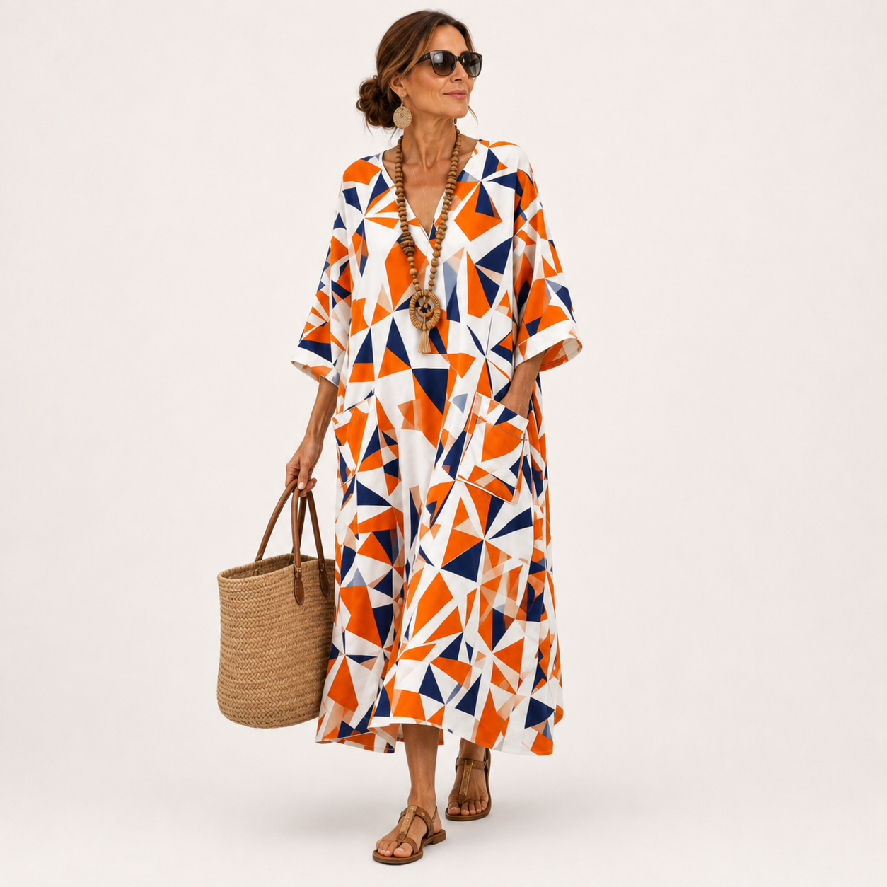 ORANGE GEOMETRIC CAFTAN
