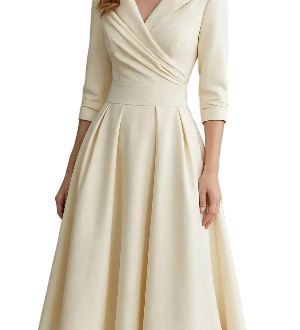 Élodianne – Draped collar elegance – Midi dress